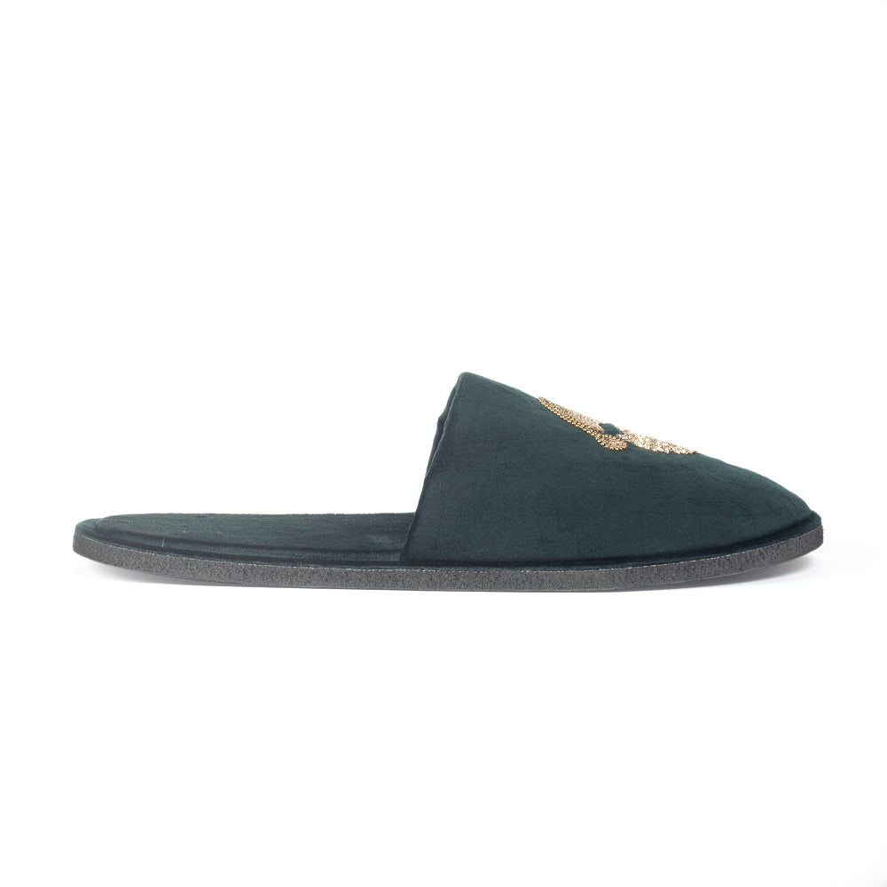 Purple Velvet Strap with Black Leather Comfy Base Slide-in Slippers by